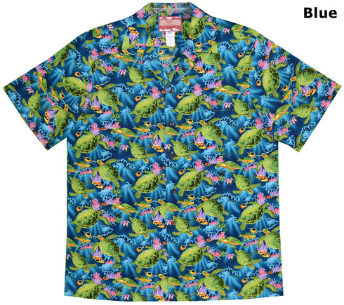 Green Honu Turtles Men's Hawaiian Shirt